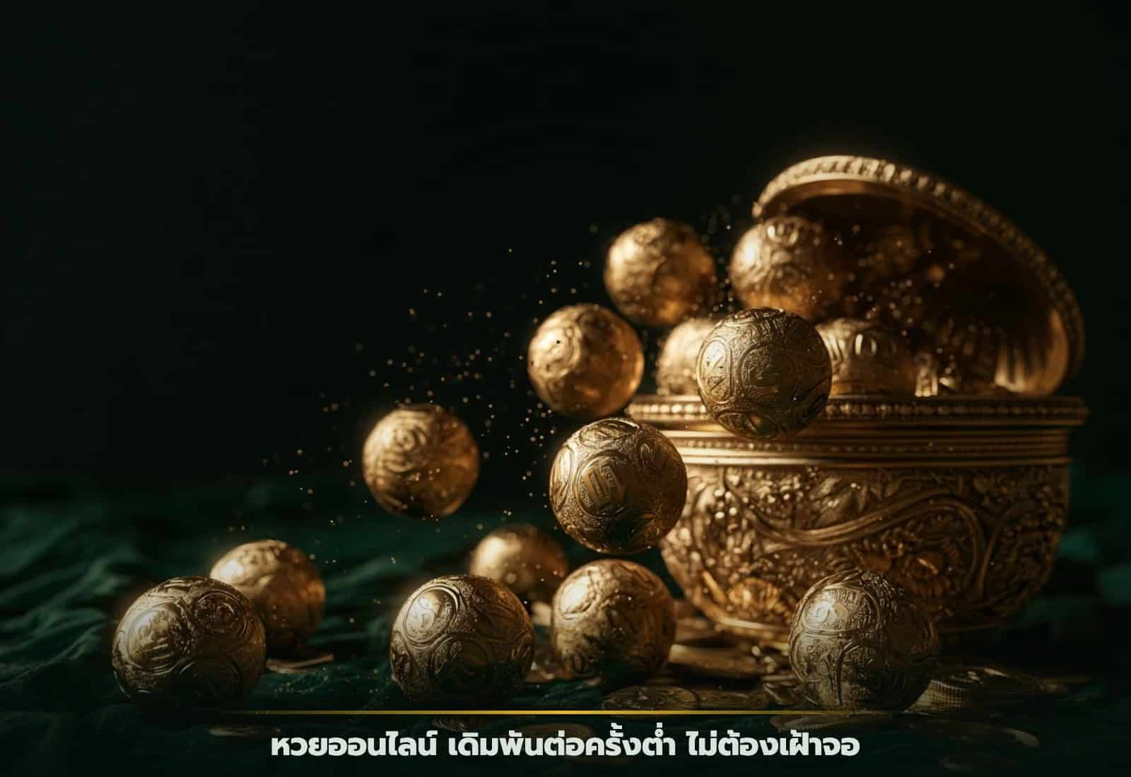 หวยออนไลน์ GOOFYGOLD ลูกบอลเลขทองคำบนกำมะหยี่เขียว